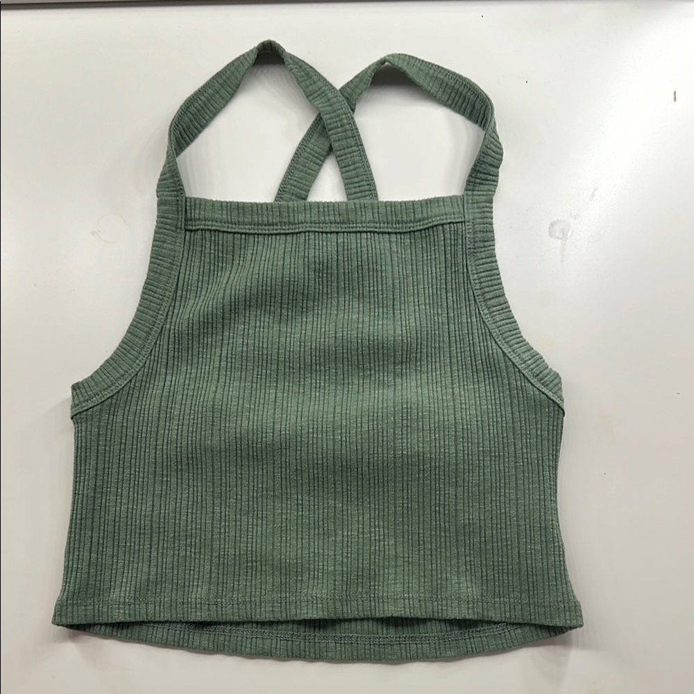 Green Ribbed Women's Top
